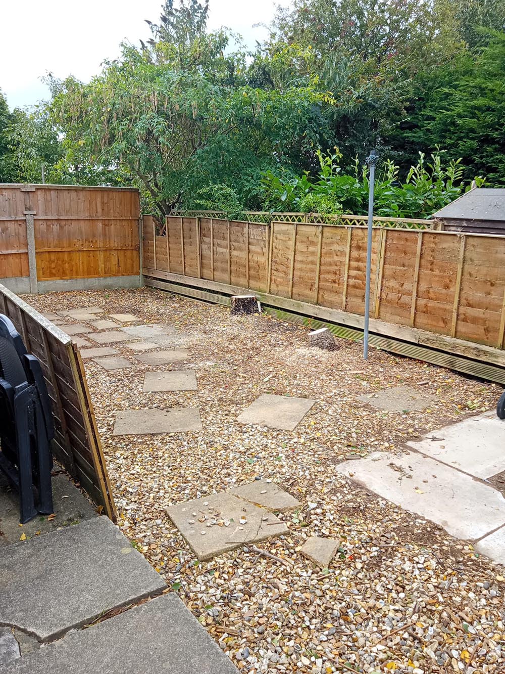 Garden after tree removal in Wirral